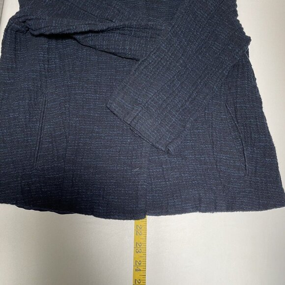 Eileen Fisher Gauze Jacket Womens Medium Navy Blue Long Sleeve Cotton Gauzy Boxy - Picture 11 of 11